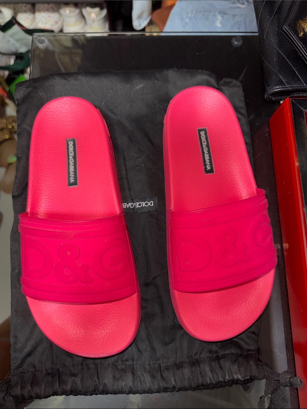Dolce & Gabbana Hot Pink D&G Slide Sandals